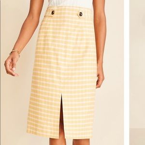 NWT Plaid Pleated Button Tab Pocket Pencil Skirt
